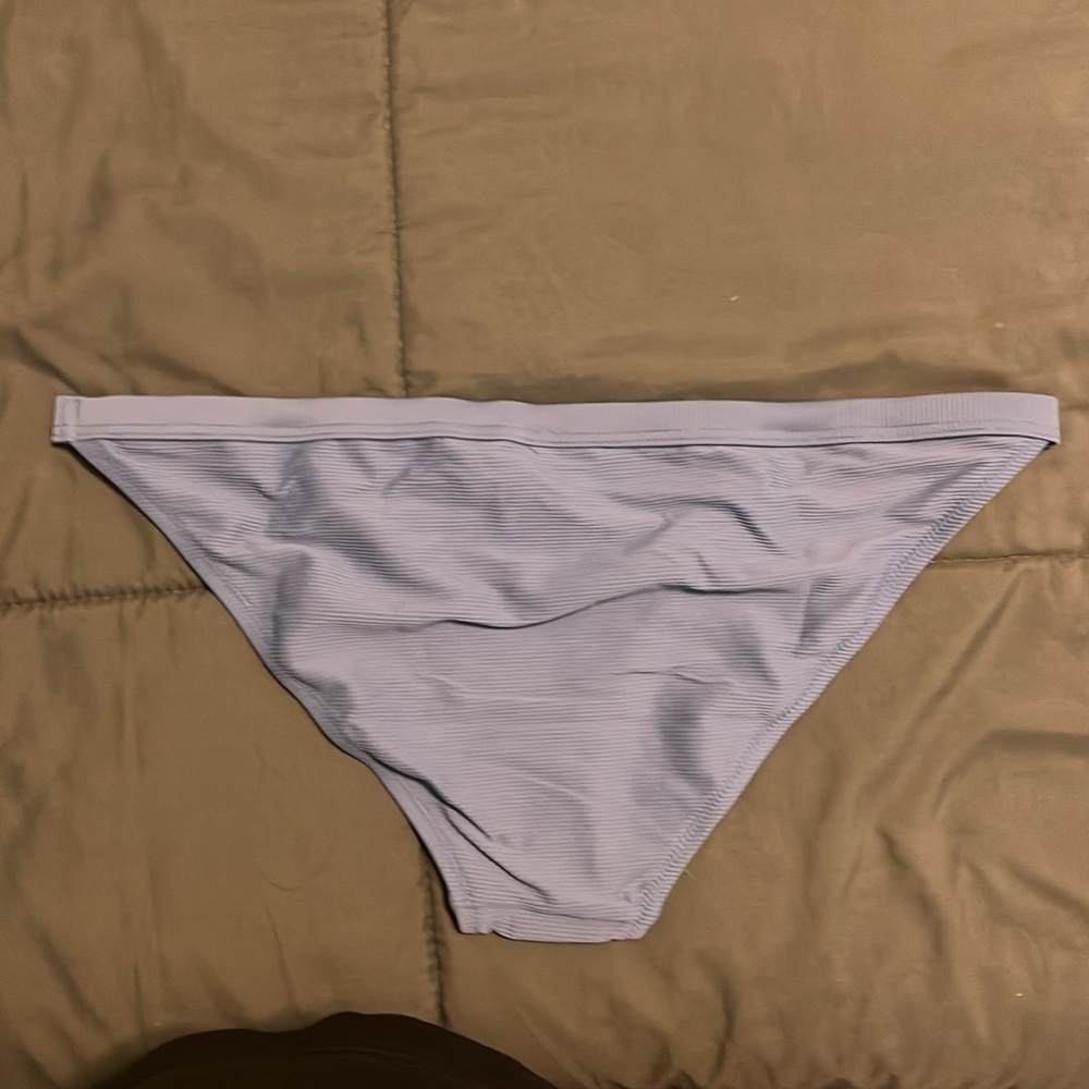 JCrew Ribbed Trim Hipster Bikini Bottom Blue Size Large NWT - Picture 2 of 6